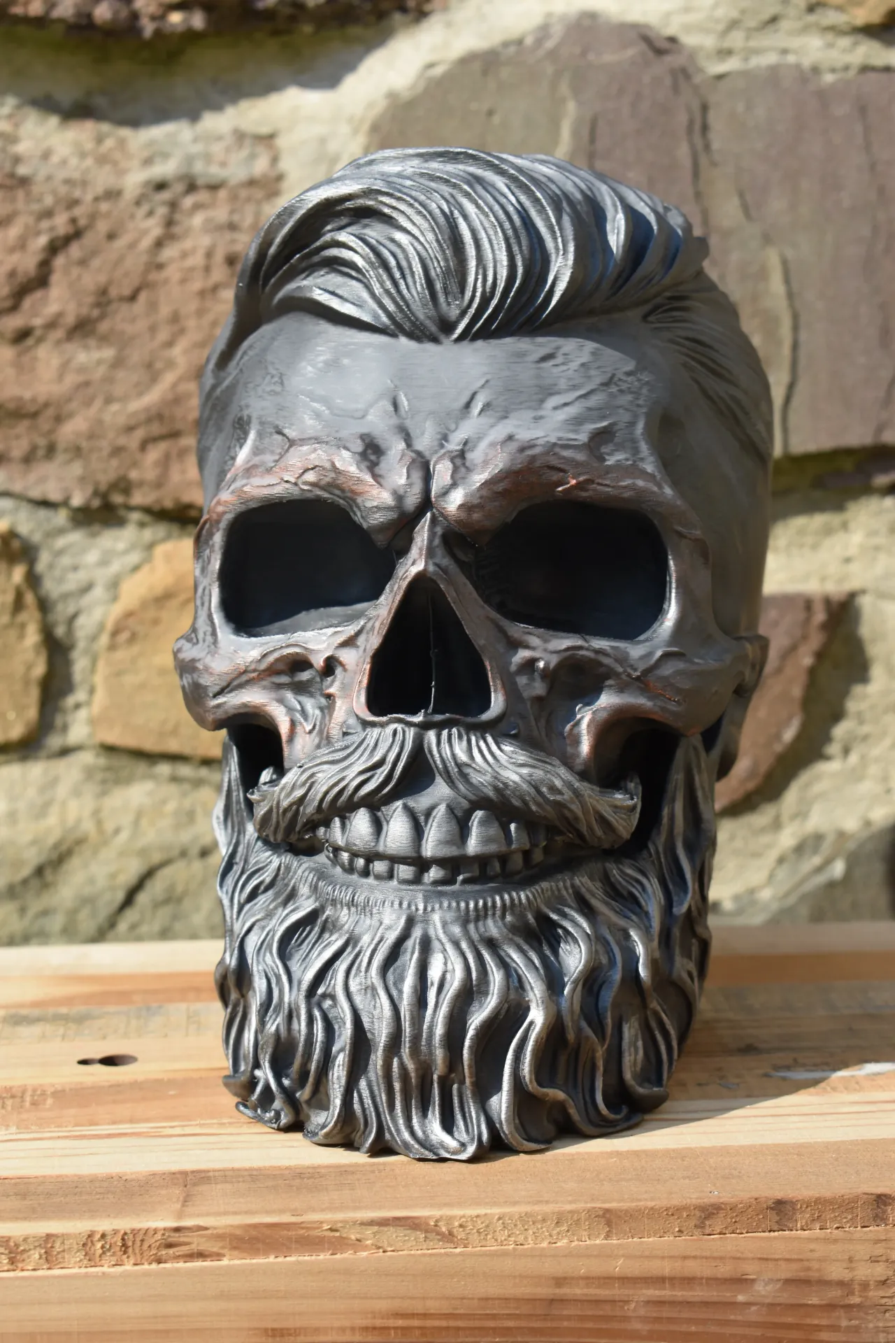 Crâne barbu-support casque audio