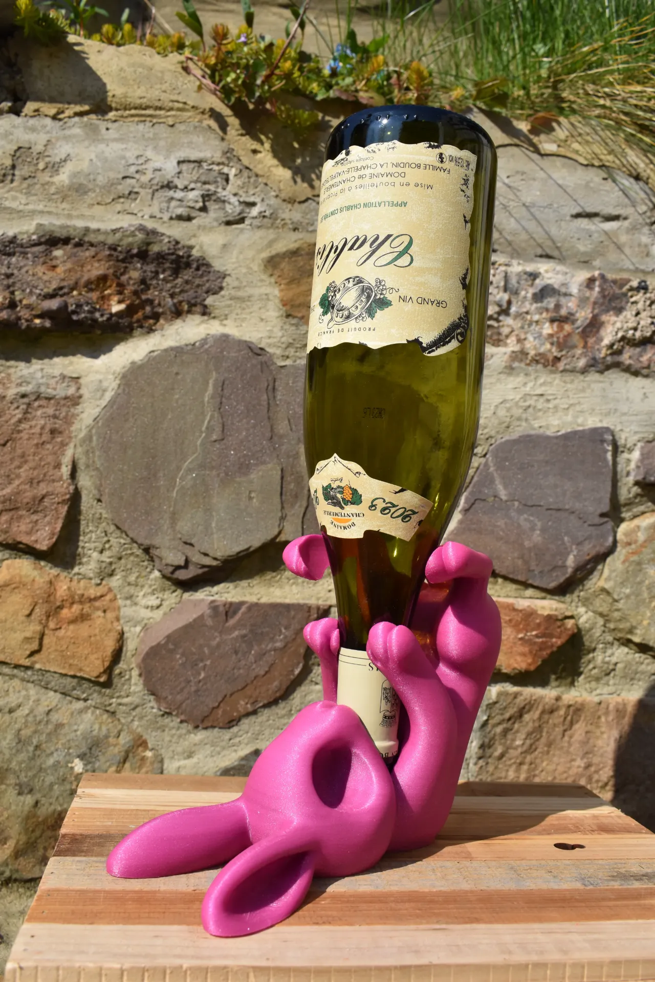 Support bouteille de vin lapin